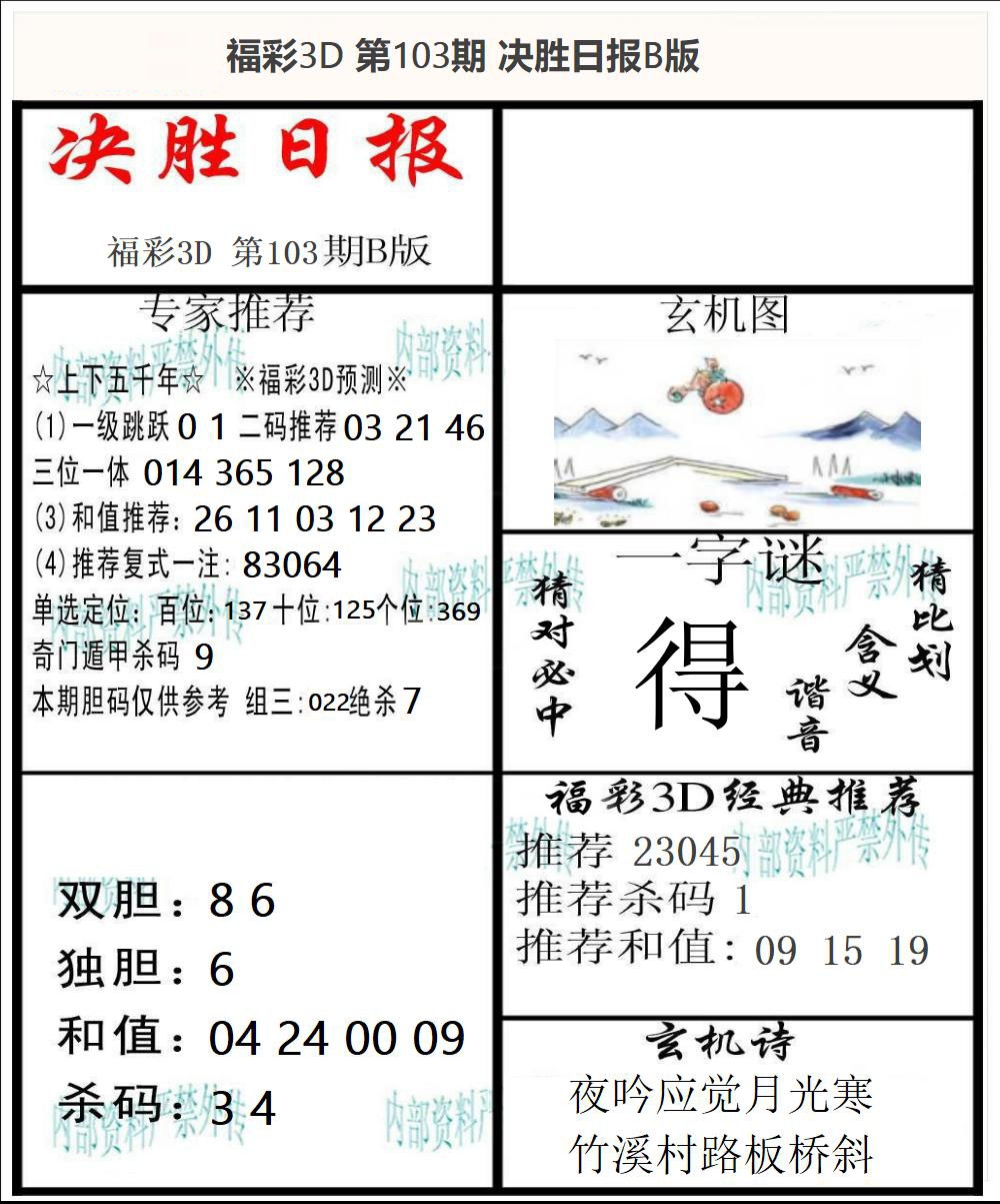 福彩3D决胜日报B版