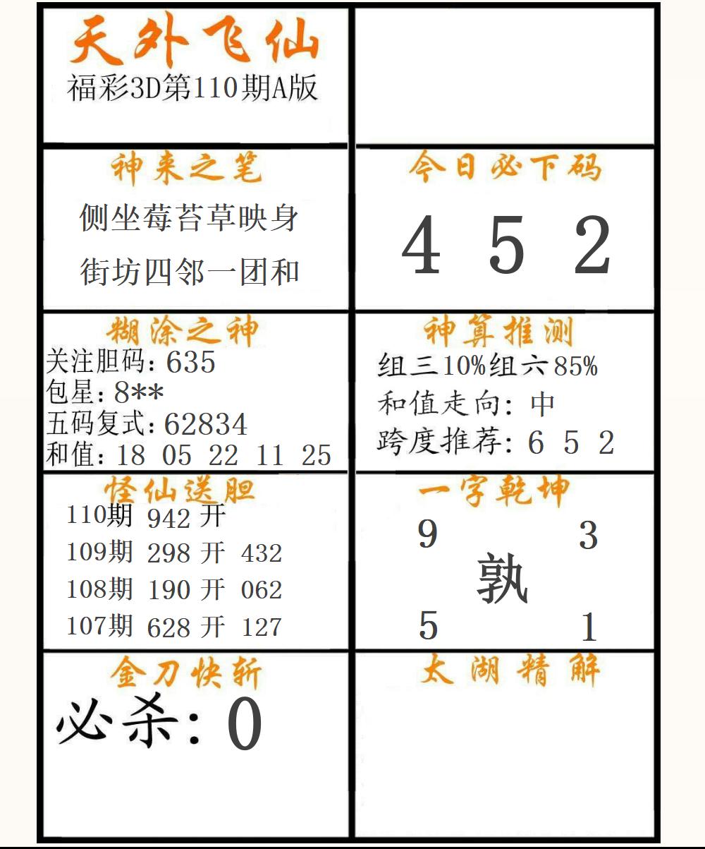 福彩3D天外飞仙A版