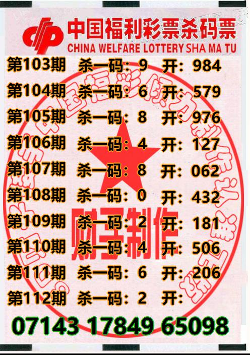 3D财子杀码票