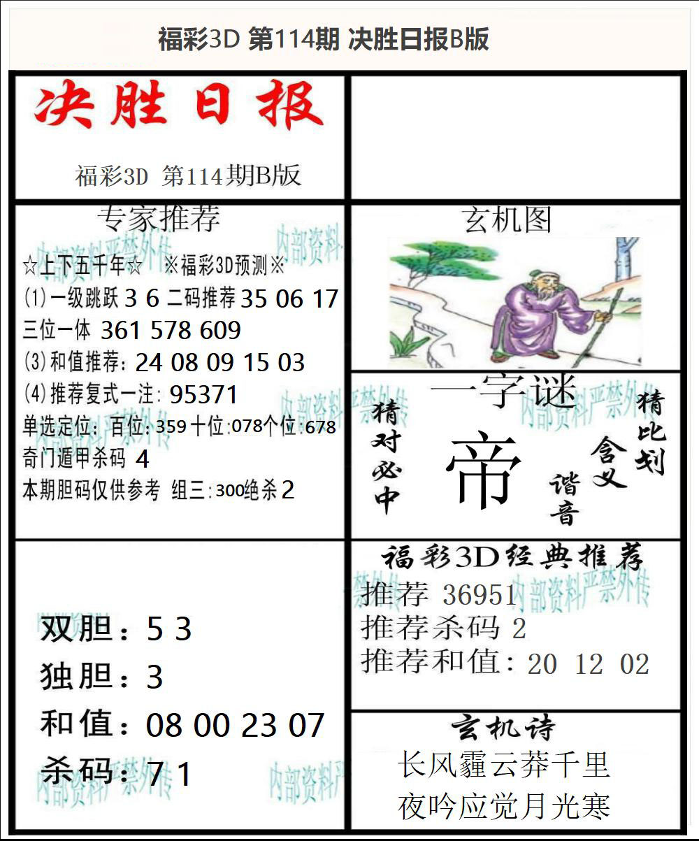 福彩3D决胜日报B版