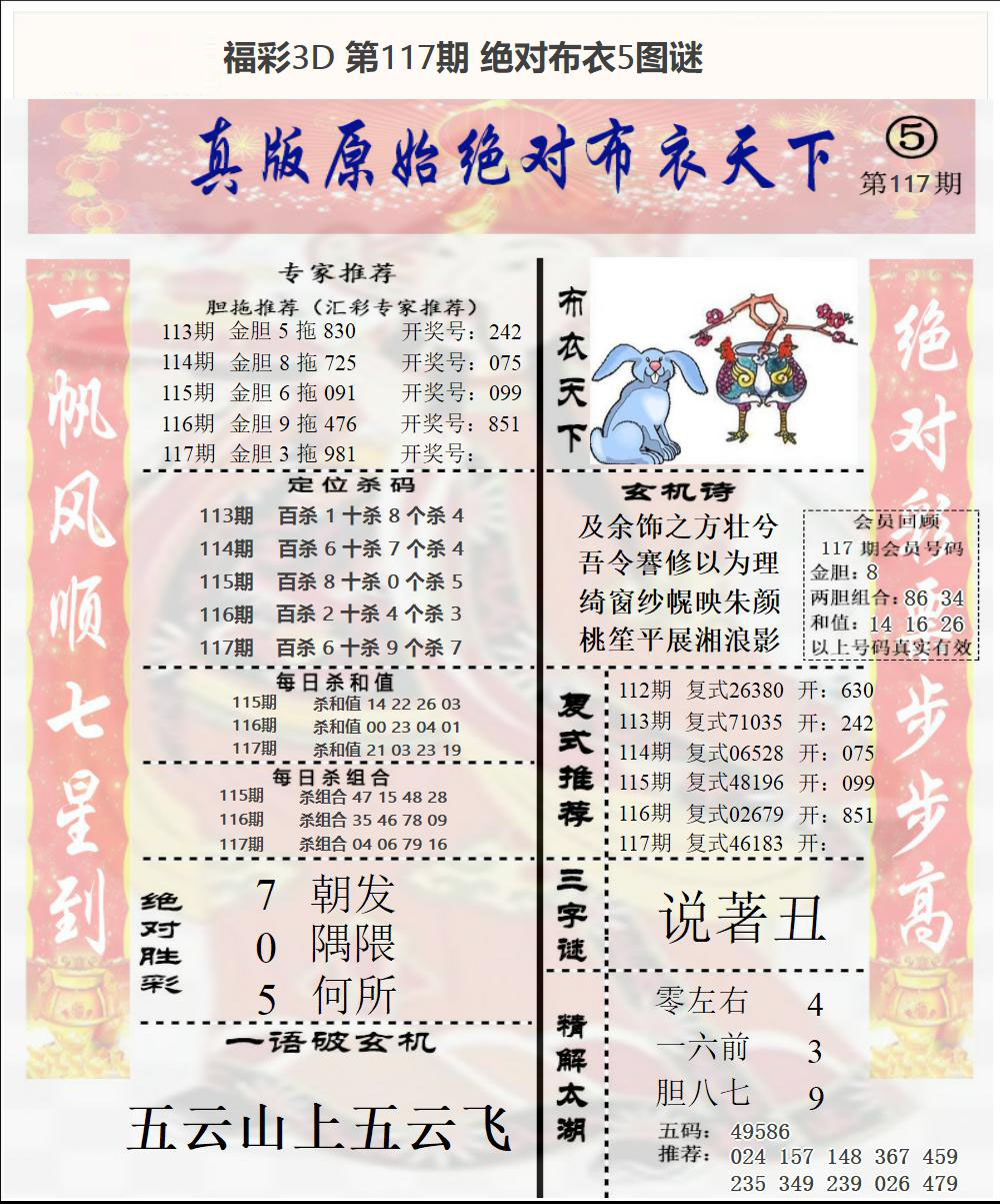 福彩3D绝对布衣5