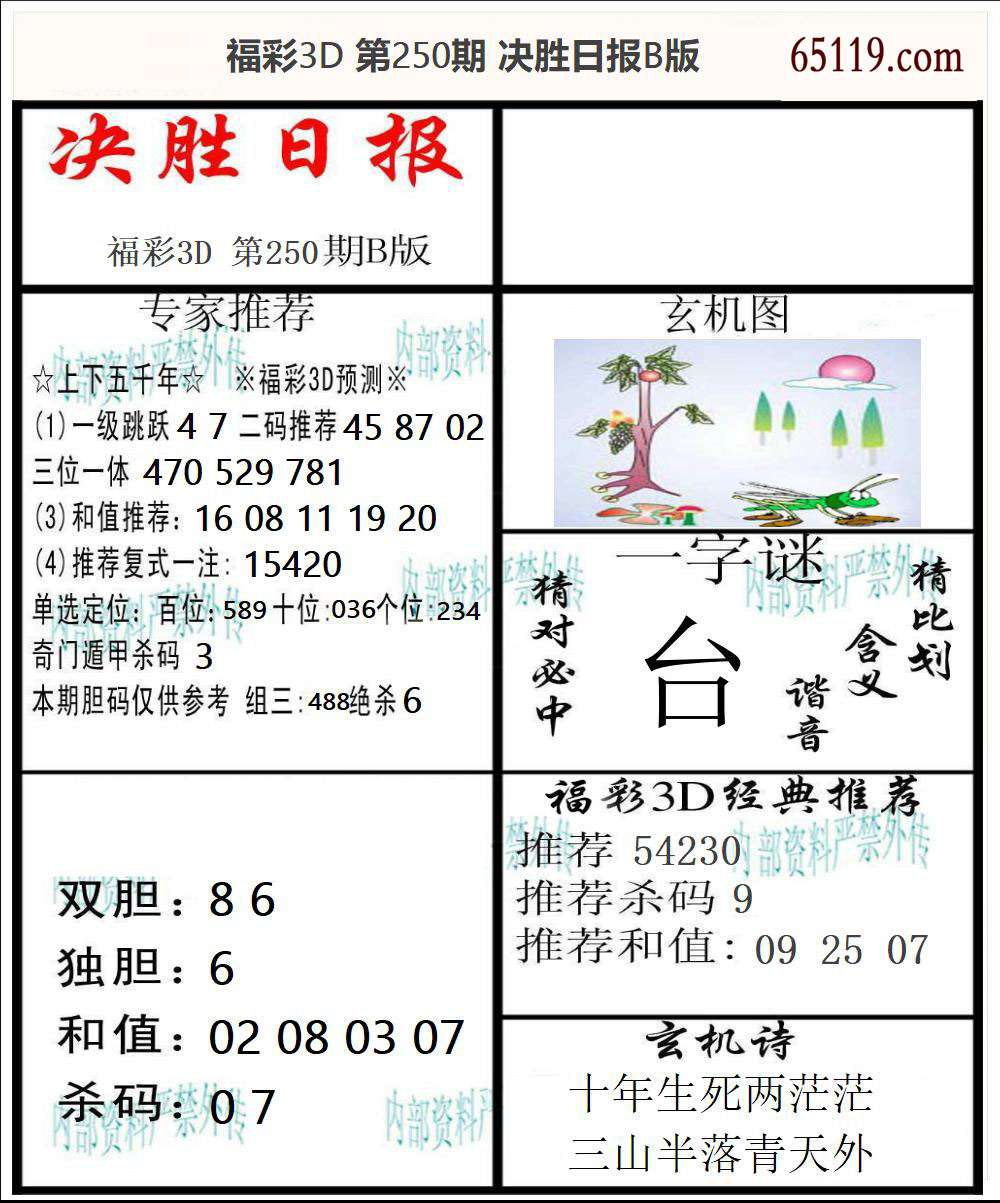 福彩3D决胜日报B版