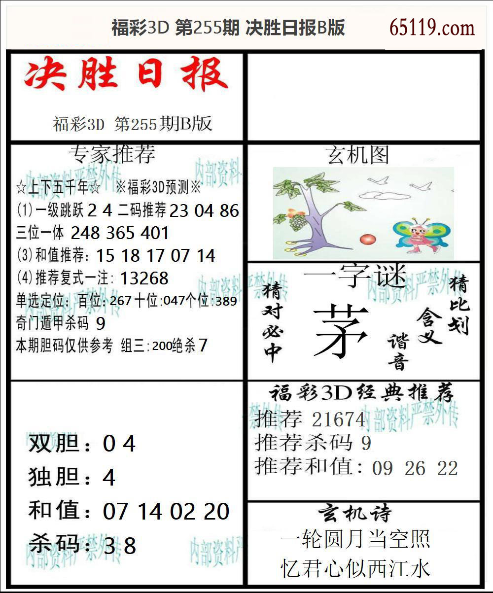 福彩3D决胜日报B版