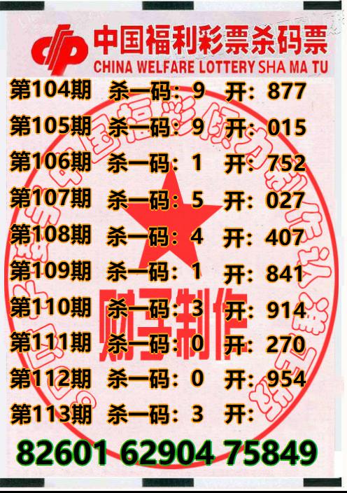 3D财子杀码票